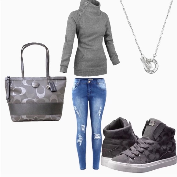 💕Coach Renee Gray Signature Hightops 💕Size 10, - Picture 5 of 5